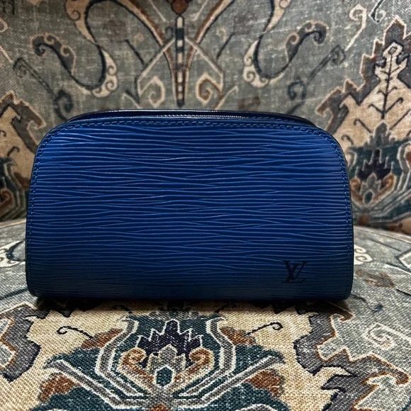 Louis Vuitton Textured Blue Cosmetic Case - Picture 1 of 5